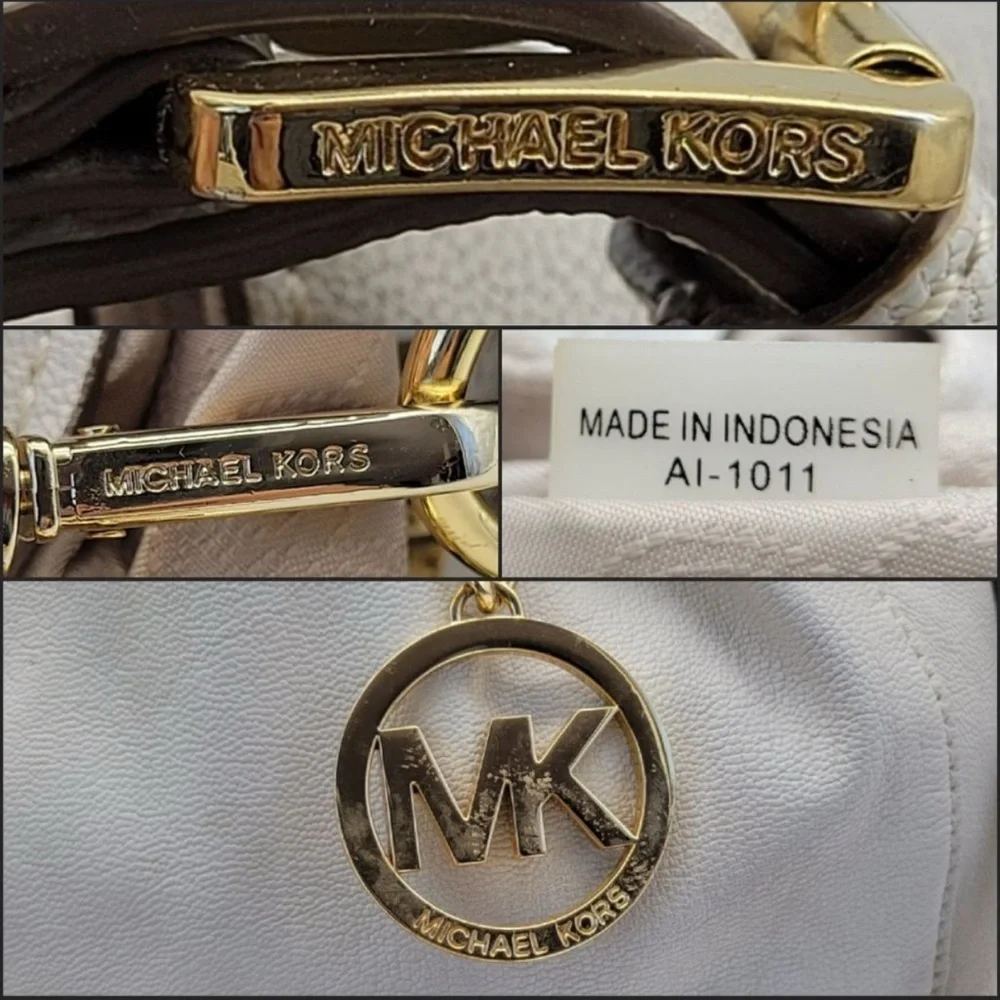 Michael Kors Cream Satchel with Gold Accents